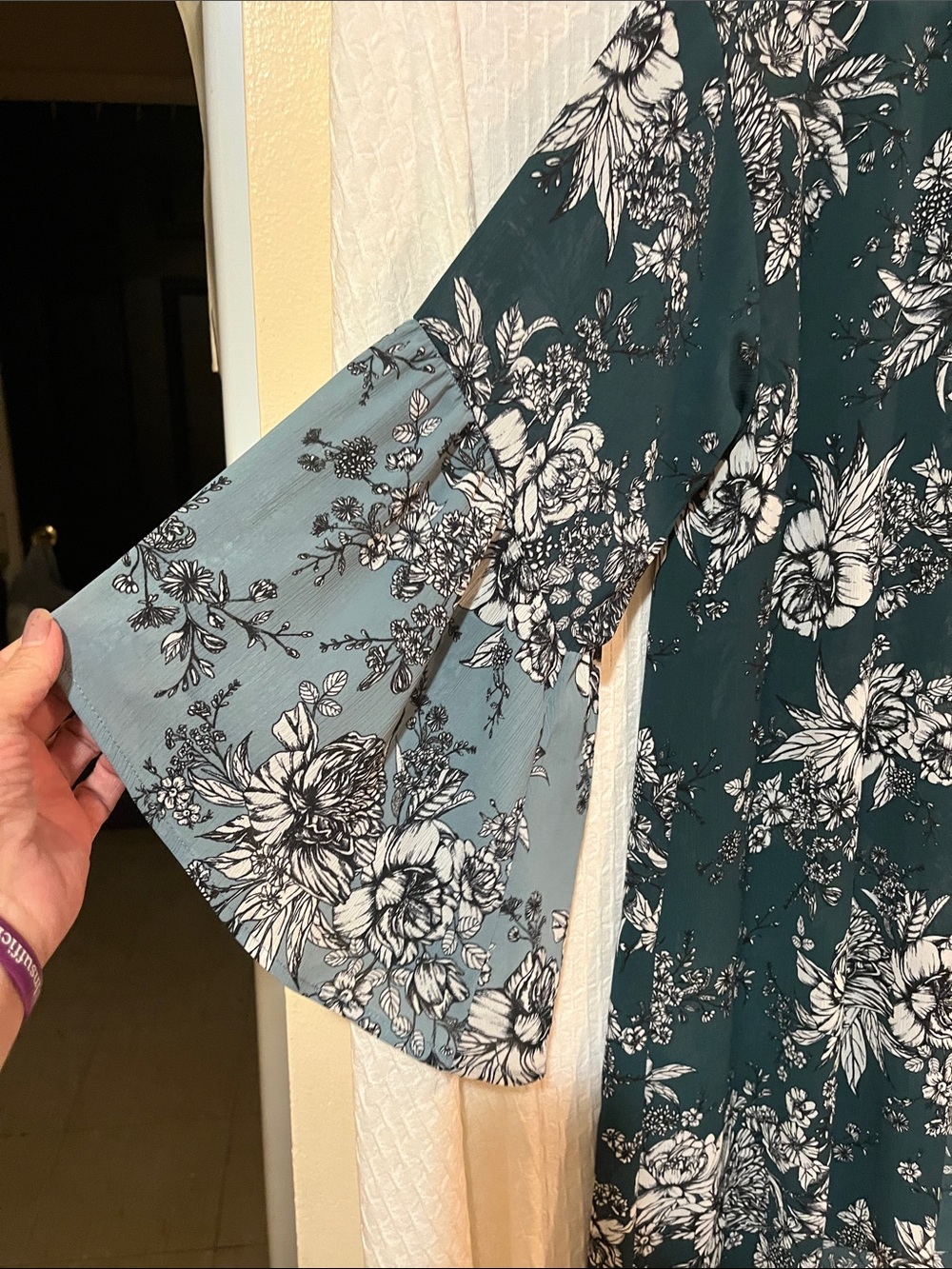 NWOT MAURICES Women Teal Kimono Topper - Dusty Blue Bell Sleeves - Sheer 
Med Sz